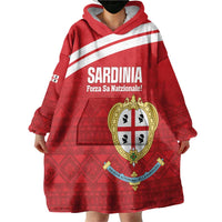 Custom Sardinia Football Wearable Blanket Hoodie Forza Sa Natzionale Sardegna Pattern