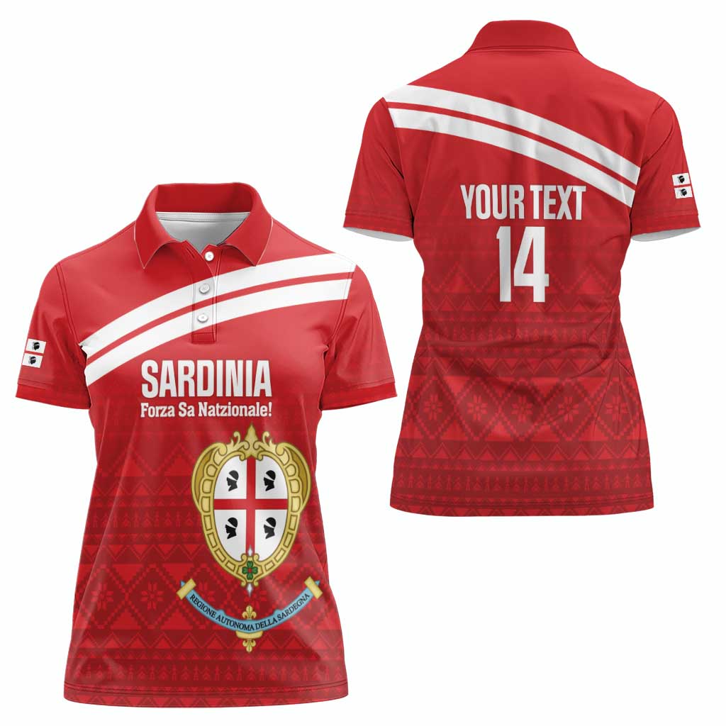 Custom Sardinia Football Women Polo Shirt Forza Sa Natzionale Sardegna Pattern