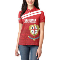 Custom Sardinia Football Women Polo Shirt Forza Sa Natzionale Sardegna Pattern