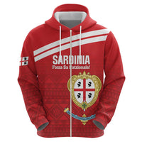 Custom Sardinia Football Zip Hoodie Forza Sa Natzionale Sardegna Pattern