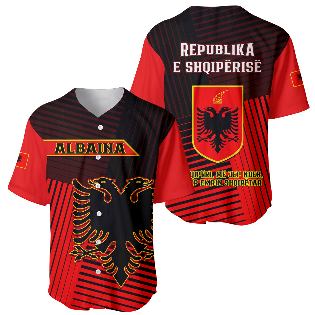 Albania Baseball Jersey Coat Of Arms Dynamic Style - Wonder Print Shop