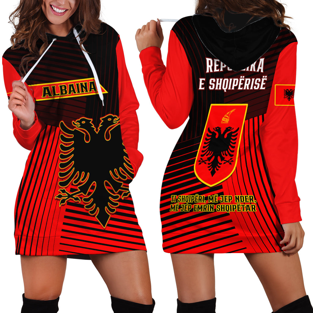 Albania Hoodie Dress Coat Of Arms Dynamic Style - Wonder Print Shop