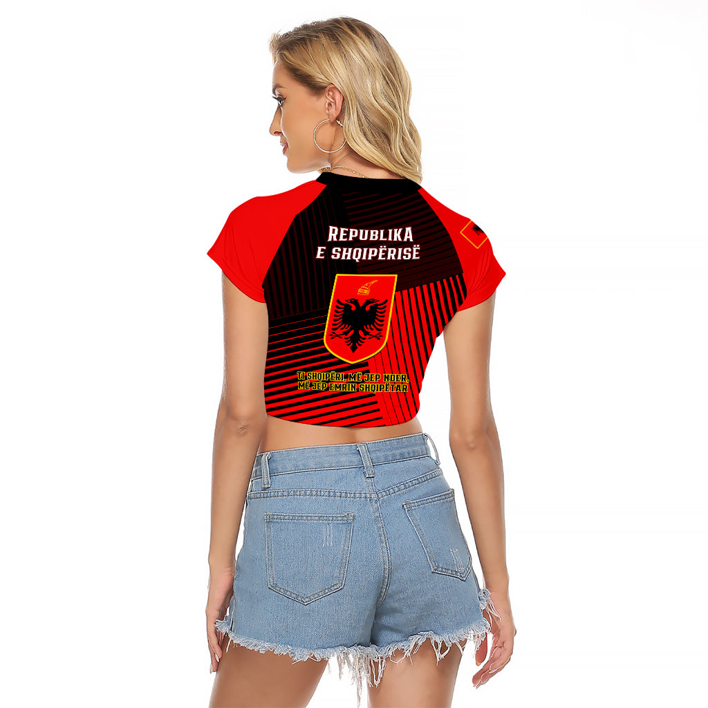 Albania Raglan Cropped T Shirt Coat Of Arms Dynamic Style - Wonder Print Shop