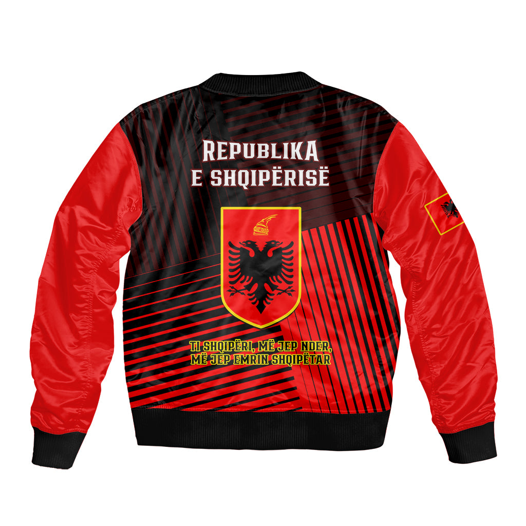 Albania Sleeve Zip Bomber Jacket Coat Of Arms Dynamic Style - Wonder Print Shop