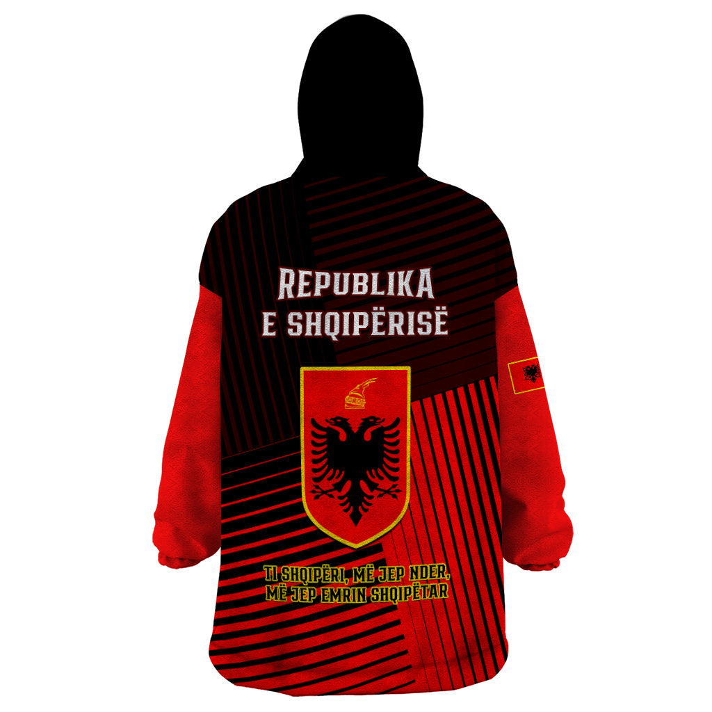 Albania Wearable Blanket Hoodie Coat Of Arms Dynamic Style - Wonder Print Shop