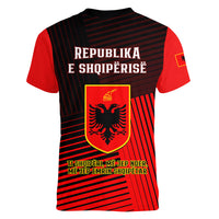 Albania Women V Neck T Shirt Coat Of Arms Dynamic Style - Wonder Print Shop