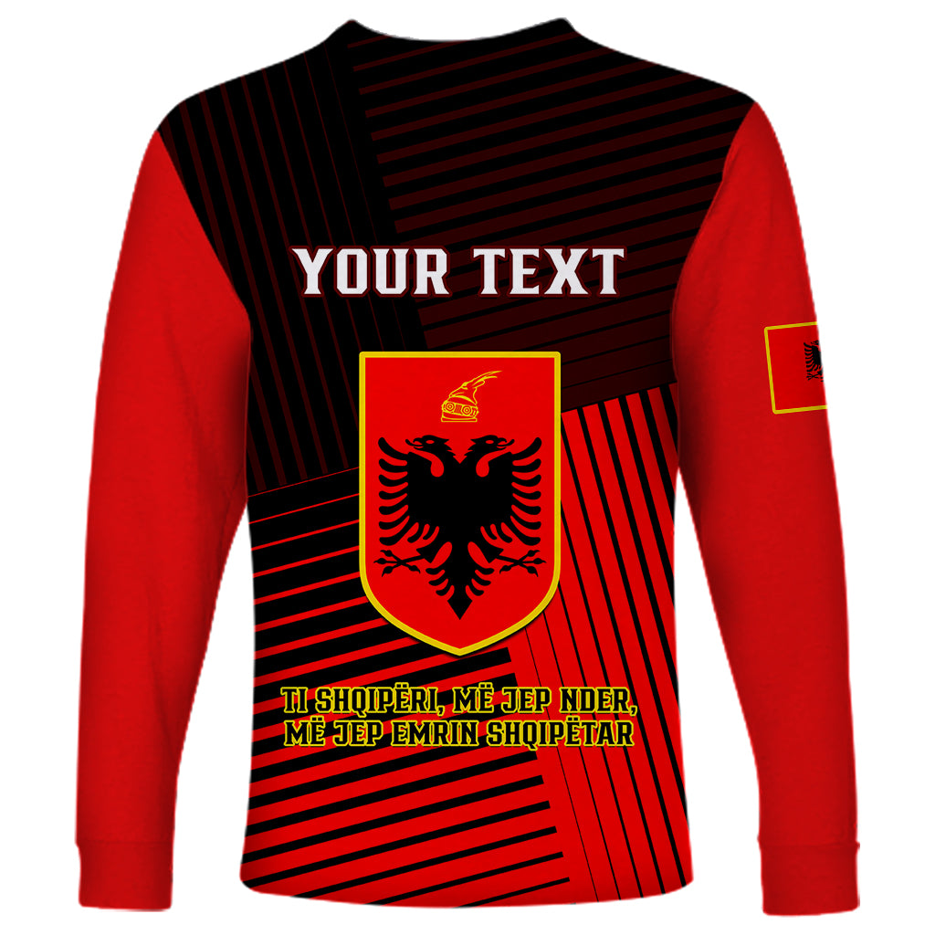 Personalised Albania Long Sleeve Shirt Coat Of Arms Dynamic Style - Wonder Print Shop