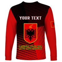Personalised Albania Long Sleeve Shirt Coat Of Arms Dynamic Style - Wonder Print Shop
