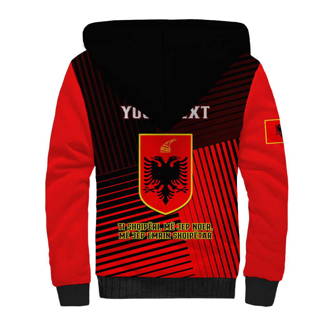 Personalised Albania Sherpa Hoodie Coat Of Arms Dynamic Style - Wonder Print Shop