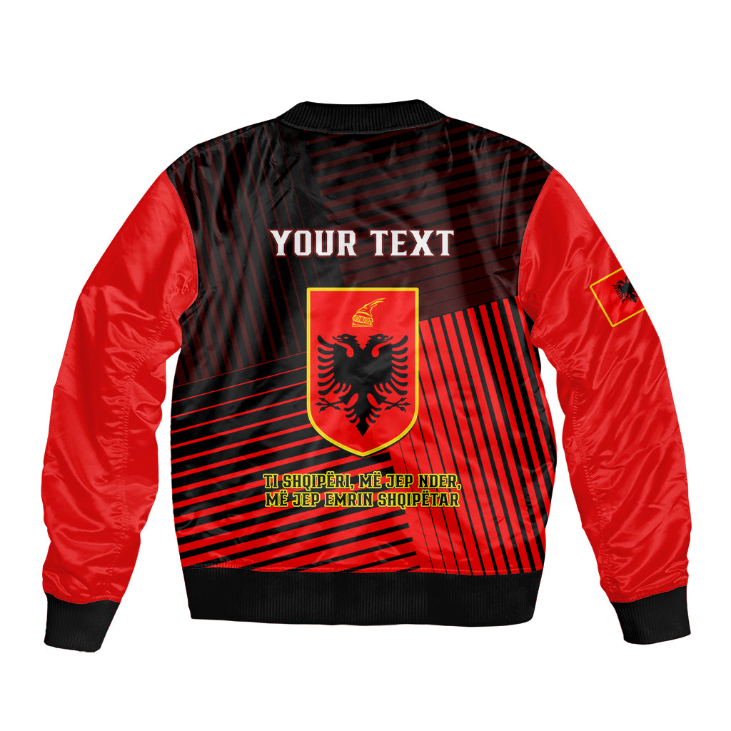 Personalised Albania Sleeve Zip Bomber Jacket Coat Of Arms Dynamic Style - Wonder Print Shop
