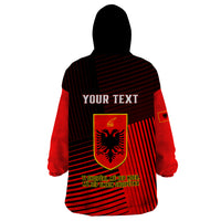Personalised Albania Wearable Blanket Hoodie Coat Of Arms Dynamic Style - Wonder Print Shop
