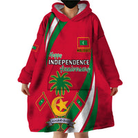 Personalised Maldives Independence Day Wearable Blanket Hoodie Happy 58th Anniversary - Wonder Print Shop