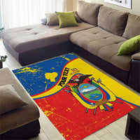 Personalized Ecuador Independence Day Area Rug Coat Of Arms Grunge Style - Wonder Print Shop