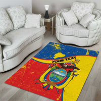 Personalized Ecuador Independence Day Area Rug Coat Of Arms Grunge Style - Wonder Print Shop