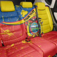 Personalized Ecuador Independence Day Back Car Seat Cover Coat Of Arms Grunge Style - Wonder Print Shop