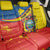 Personalized Ecuador Independence Day Back Car Seat Cover Coat Of Arms Grunge Style - Wonder Print Shop