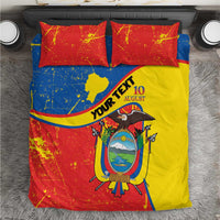 Personalized Ecuador Independence Day Bedding Set Coat Of Arms Grunge Style - Wonder Print Shop