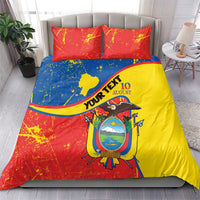 Personalized Ecuador Independence Day Bedding Set Coat Of Arms Grunge Style - Wonder Print Shop