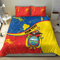 Personalized Ecuador Independence Day Bedding Set Coat Of Arms Grunge Style - Wonder Print Shop