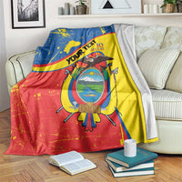 Personalized Ecuador Independence Day Blanket Coat Of Arms Grunge Style - Wonder Print Shop