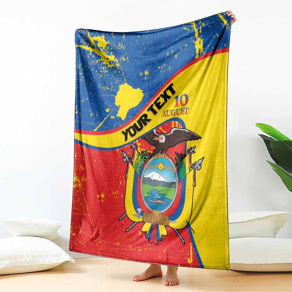 Personalized Ecuador Independence Day Blanket Coat Of Arms Grunge Style - Wonder Print Shop