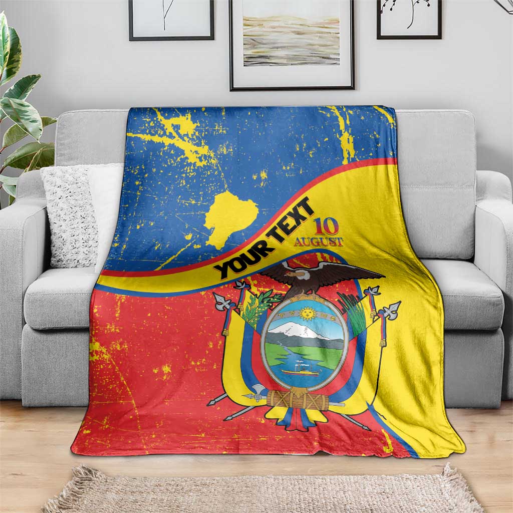 Personalized Ecuador Independence Day Blanket Coat Of Arms Grunge Style - Wonder Print Shop