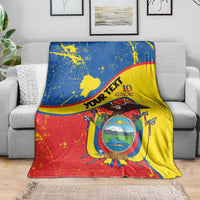 Personalized Ecuador Independence Day Blanket Coat Of Arms Grunge Style - Wonder Print Shop