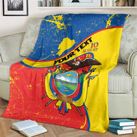 Personalized Ecuador Independence Day Blanket Coat Of Arms Grunge Style - Wonder Print Shop