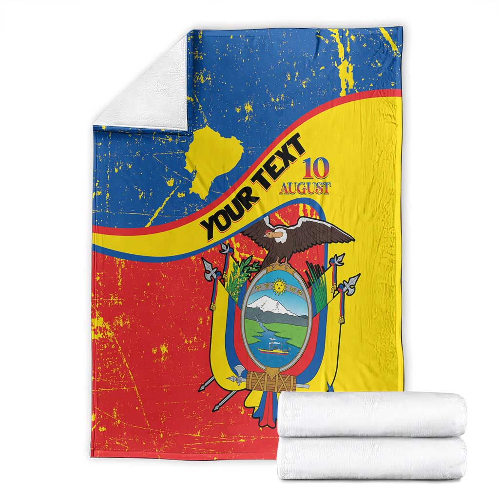 Personalized Ecuador Independence Day Blanket Coat Of Arms Grunge Style - Wonder Print Shop
