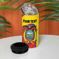 Personalized Ecuador Independence Day 4 in 1 Can Cooler Tumbler Coat Of Arms Grunge Style - Wonder Print Shop