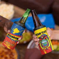 Personalized Ecuador Independence Day 4 in 1 Can Cooler Tumbler Coat Of Arms Grunge Style - Wonder Print Shop