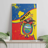 Personalized Ecuador Independence Day Canvas Wall Art Coat Of Arms Grunge Style - Wonder Print Shop