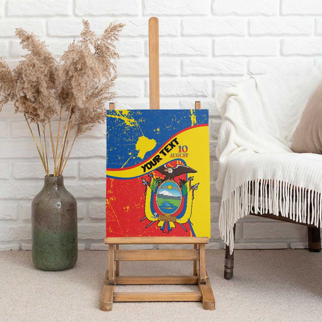 Personalized Ecuador Independence Day Canvas Wall Art Coat Of Arms Grunge Style - Wonder Print Shop
