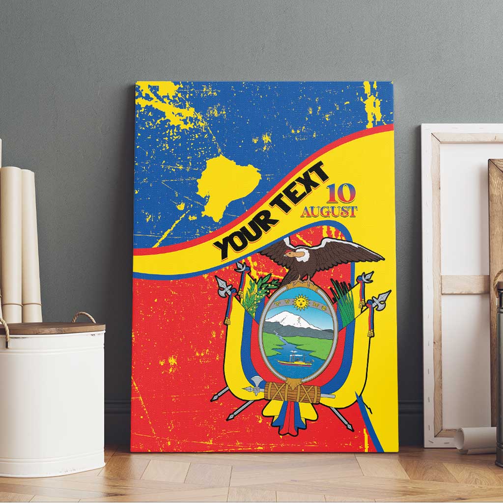 Personalized Ecuador Independence Day Canvas Wall Art Coat Of Arms Grunge Style - Wonder Print Shop