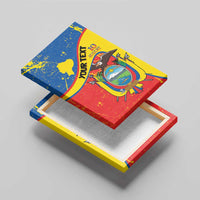 Personalized Ecuador Independence Day Canvas Wall Art Coat Of Arms Grunge Style - Wonder Print Shop