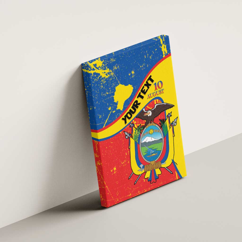 Personalized Ecuador Independence Day Canvas Wall Art Coat Of Arms Grunge Style - Wonder Print Shop
