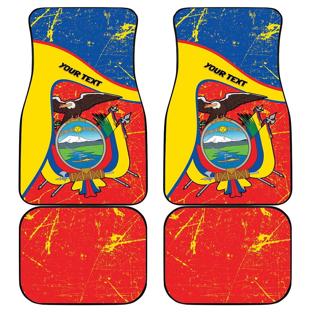 Personalized Ecuador Independence Day Car Mats Coat Of Arms Grunge Style - Wonder Print Shop