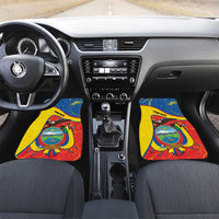 Personalized Ecuador Independence Day Car Mats Coat Of Arms Grunge Style - Wonder Print Shop