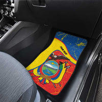 Personalized Ecuador Independence Day Car Mats Coat Of Arms Grunge Style - Wonder Print Shop