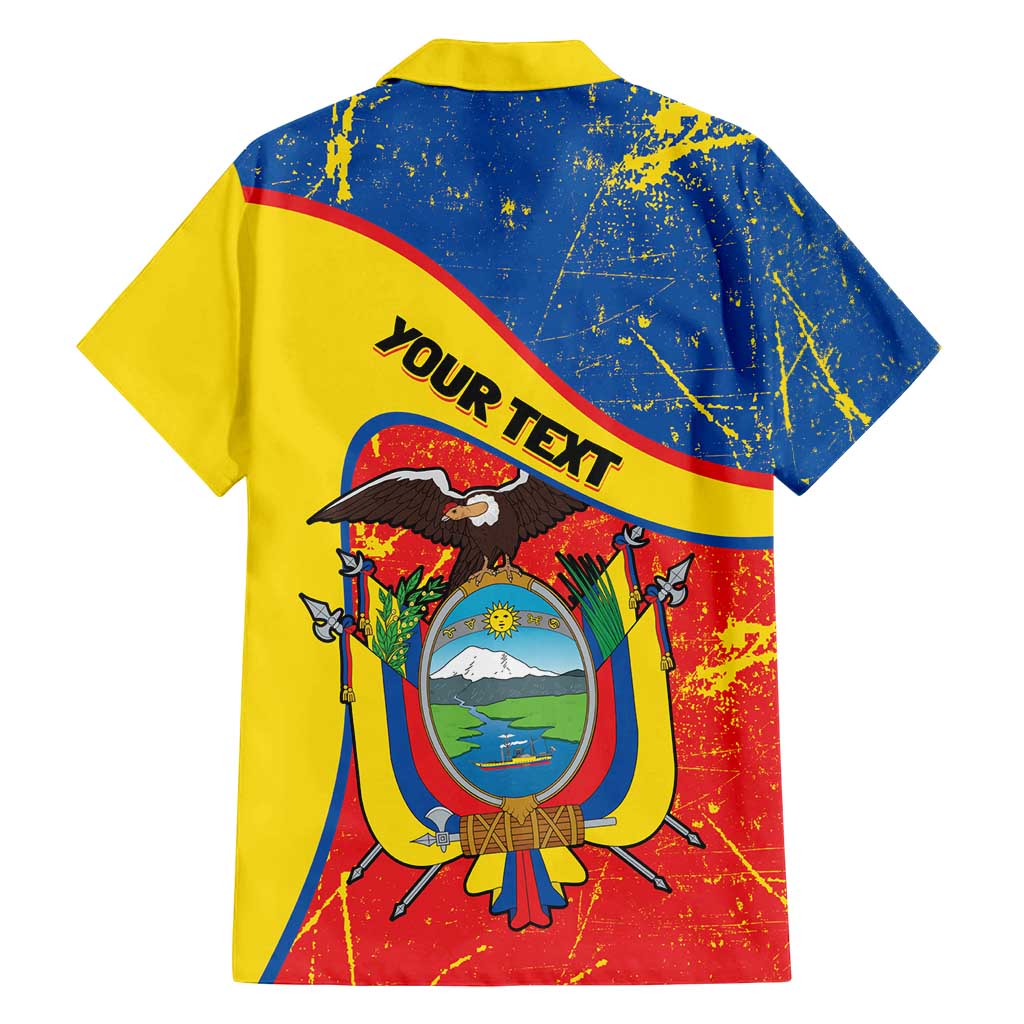 Personalized Ecuador Independence Day Family Matching Off Shoulder Maxi Dress and Hawaiian Shirt Coat Of Arms Grunge Style - Wonder Print Shop