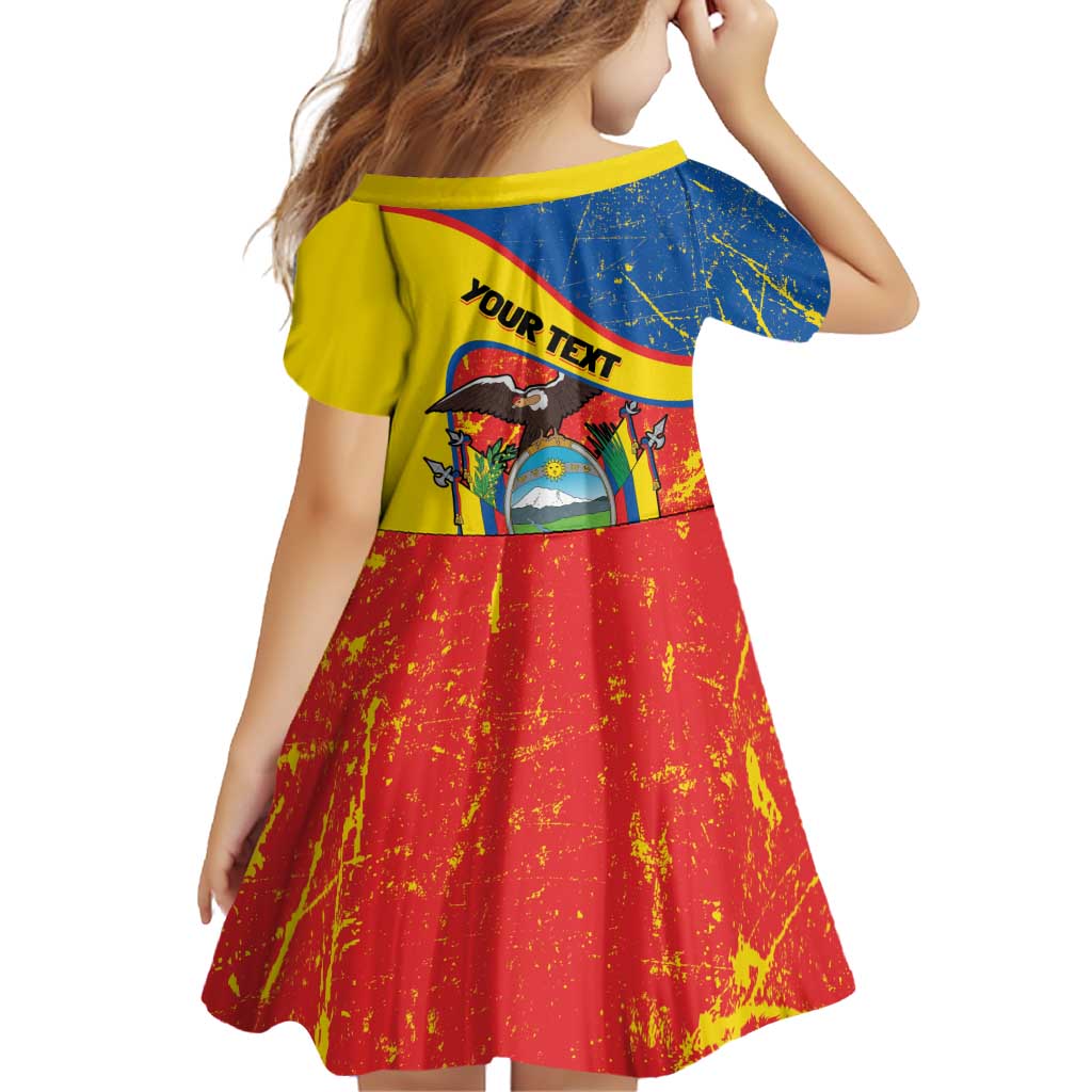Personalized Ecuador Independence Day Family Matching Off Shoulder Short Dress and Hawaiian Shirt Coat Of Arms Grunge Style - Wonder Print Shop