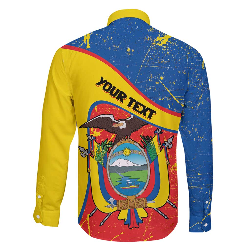 Personalized Ecuador Independence Day Family Matching Off Shoulder Short Dress and Hawaiian Shirt Coat Of Arms Grunge Style - Wonder Print Shop