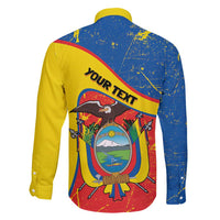 Personalized Ecuador Independence Day Family Matching Short Sleeve Bodycon Dress and Hawaiian Shirt Coat Of Arms Grunge Style - Wonder Print Shop