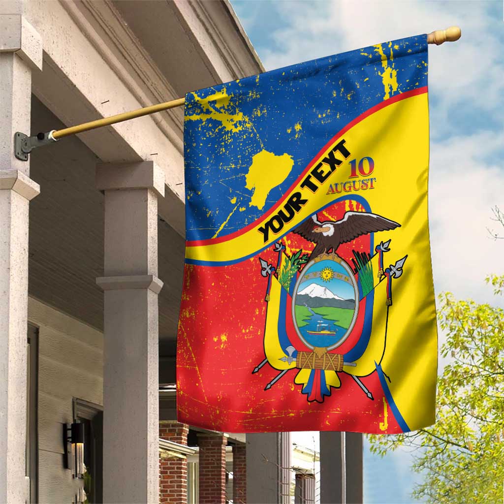 Personalized Ecuador Independence Day Garden Flag Coat Of Arms Grunge Style - Wonder Print Shop