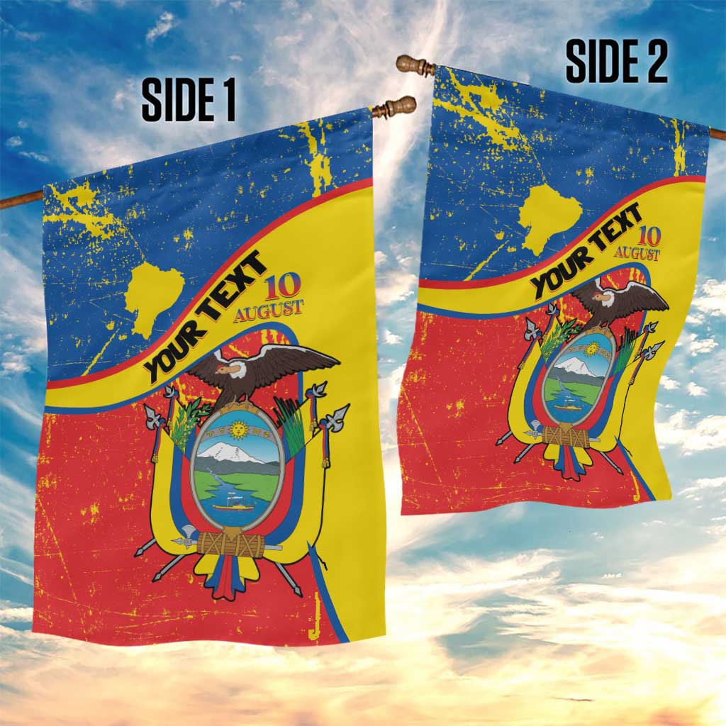 Personalized Ecuador Independence Day Garden Flag Coat Of Arms Grunge Style - Wonder Print Shop