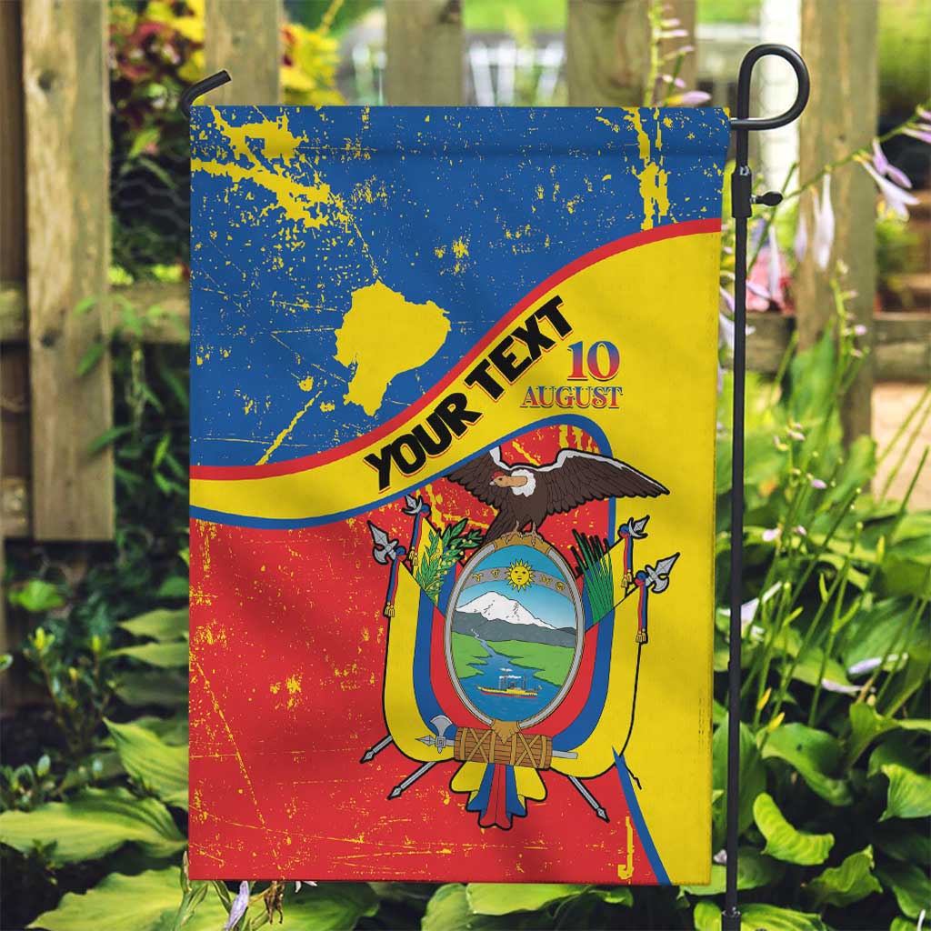 Personalized Ecuador Independence Day Garden Flag Coat Of Arms Grunge Style - Wonder Print Shop
