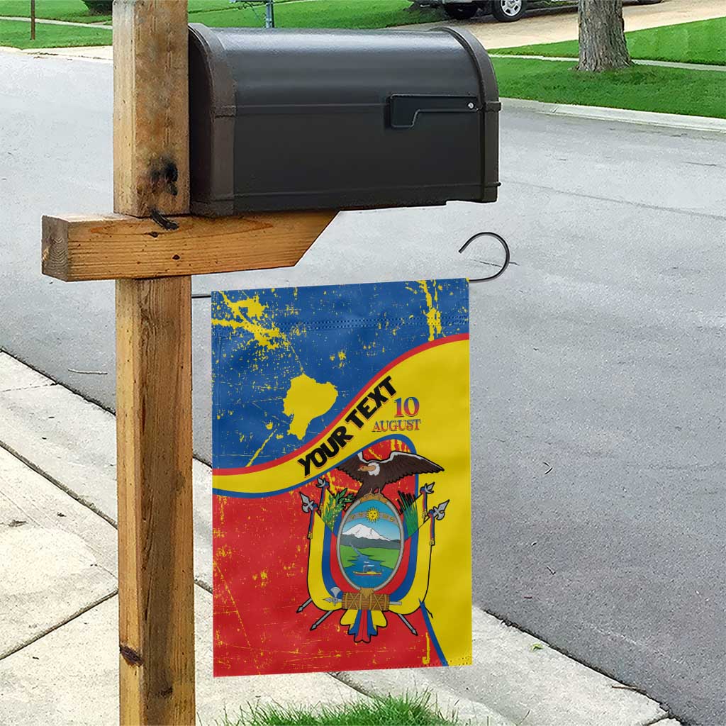 Personalized Ecuador Independence Day Garden Flag Coat Of Arms Grunge Style - Wonder Print Shop