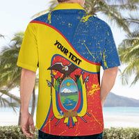 Personalized Ecuador Independence Day Hawaiian Shirt Coat Of Arms Grunge Style - Wonder Print Shop