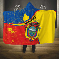 Personalized Ecuador Independence Day Hooded Blanket Coat Of Arms Grunge Style - Wonder Print Shop