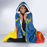 Personalized Ecuador Independence Day Hooded Blanket Coat Of Arms Grunge Style - Wonder Print Shop